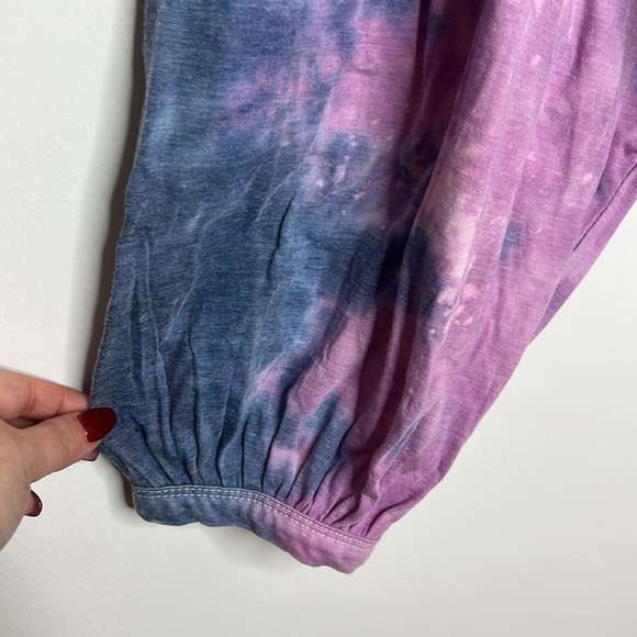 Vintage Havana Tie Dye Bishop Sleeve Drawstring Cinch Popover Lounge Top - Picture 5 of 14